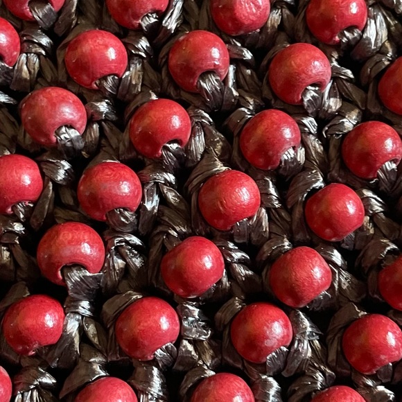 Coldwater Creek Wooden Beaded clutch wristlet handbag Bamboo Brown Terra Cotta. - Picture 2 of 5